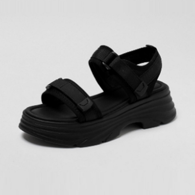 CHAAKAN SHOES 女款 Eloise 厚底魔鬼氈涼鞋 SDFBR2h1783, 黑色, 250