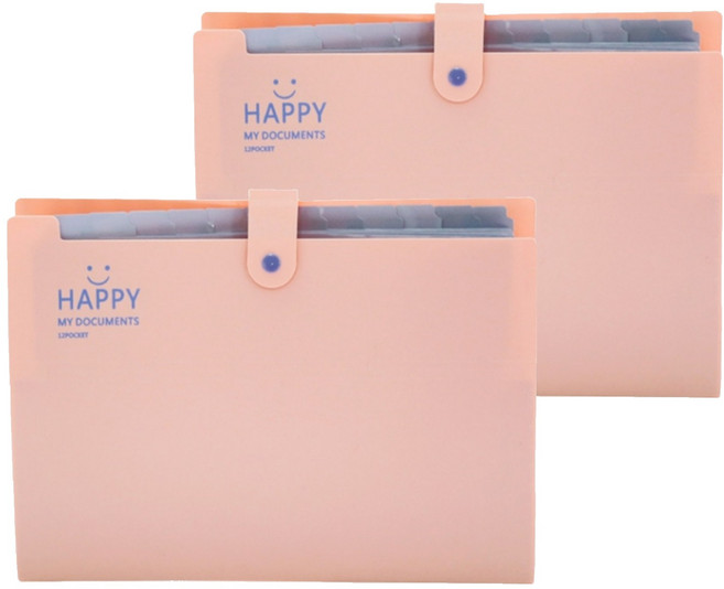 아베른 12칸 스마일 마카롱 바인더 아코디언파일, 핑크, 2개
