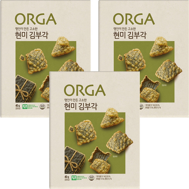 올가홀푸드 현미 김부각, 40g, 3개