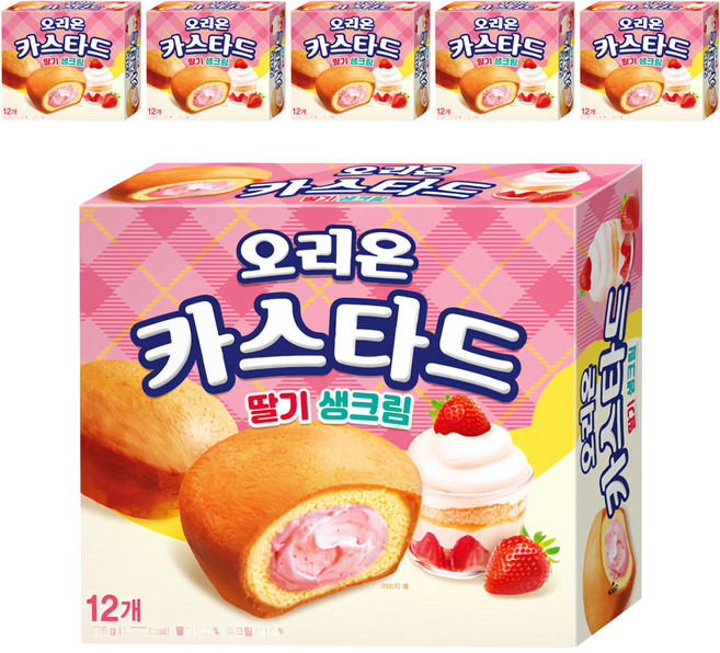 오리온 카스타드 딸기 생크림 12p, 276g, 6개