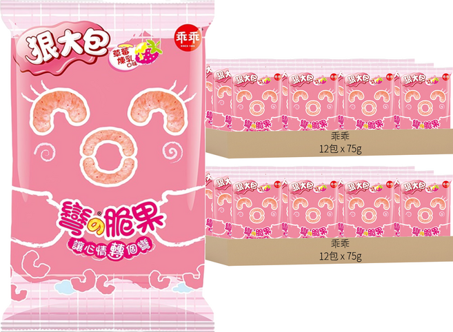 乖乖 玉米脆果 彎的脆果 草莓煉乳, 75g, 24包