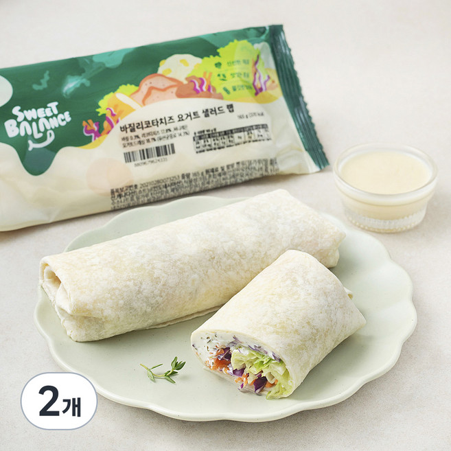 스윗밸런스 바질리코타치즈 요거트 샐러드 랩, 165g, 2개