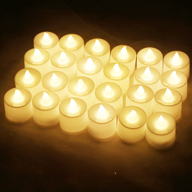 LED 電子蠟燭燈 Set 24 仿真蠟燭 精緻燈源 可循環使用 堅固耐用, 黃色