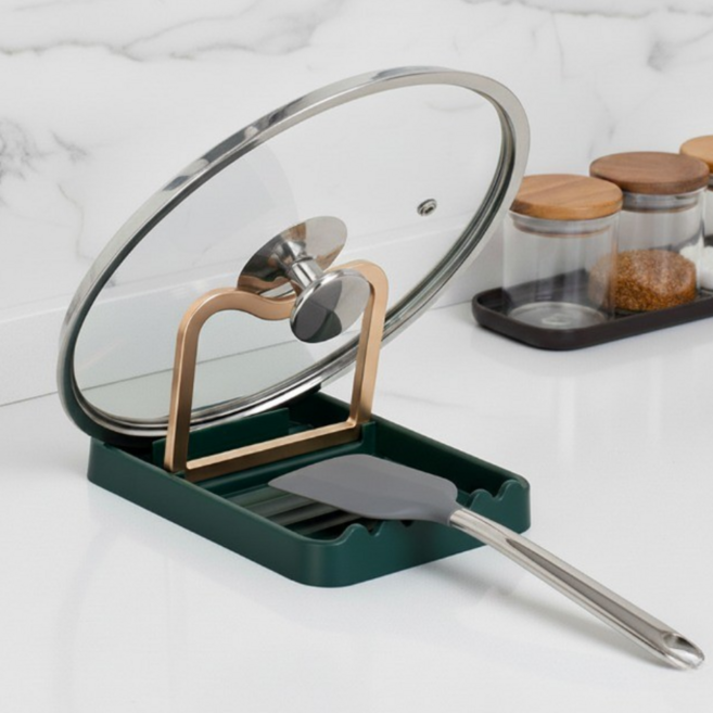 애니원픽 걸이식 국자 냄비 조리도구 받침대, 그린, 1개
