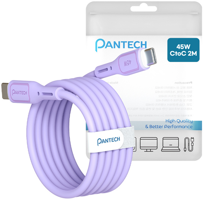 팬택 C타입-C타입 45W 초고속 케이블, 퍼플, 1개, 2m