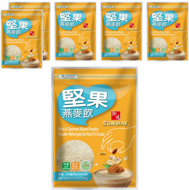 SUNWAY 鄉味 堅果燕麥飲, 250g, 6個