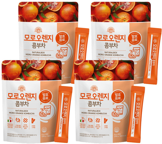내추럴박스 모로오렌지 콤부차, 6g, 40개입, 4개
