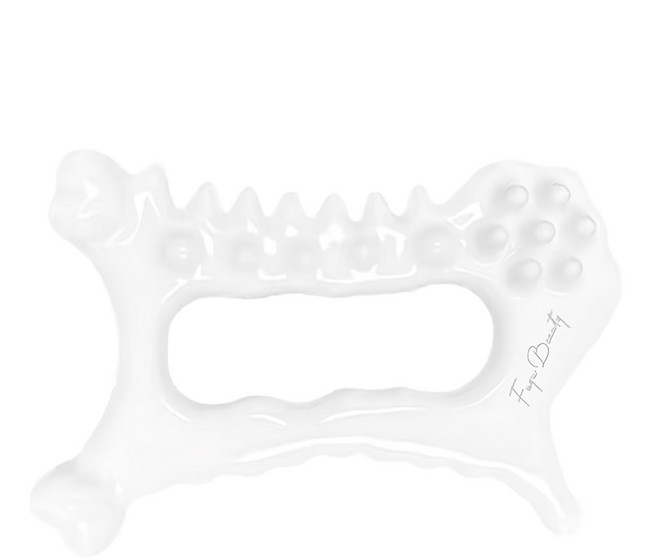 FUGU BEAUTY 陶瓷刮痧板 人體工學設計 冷熱敷皆適用 附皮革收納袋, 白色, 1個