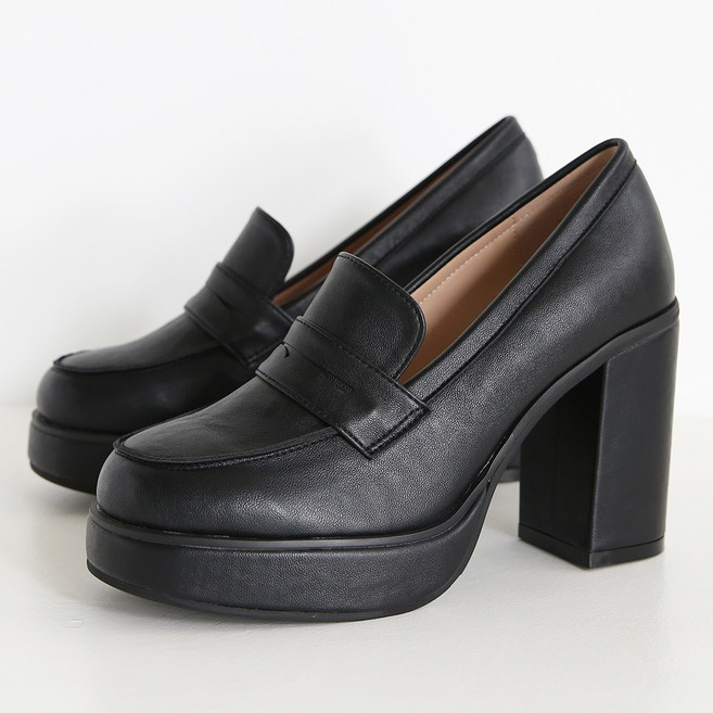 단골언니 여성용 가보시 10cm 힐 베이직 코인 로퍼