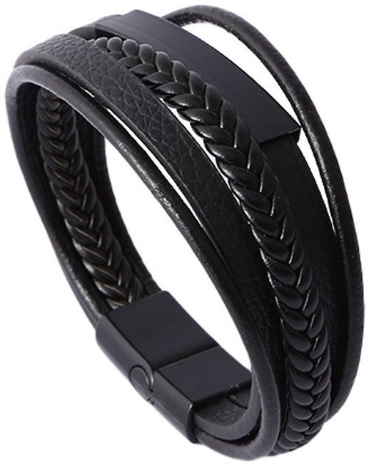 피어니스트 비아워게스트 남성용 크로스 가죽 자석 버클 팔찌