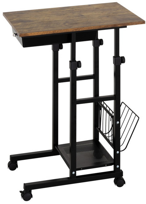 AMOS 亞摩斯 輕工業復古風多功能收納沙發懶人桌 DAA052DK, 胡桃色