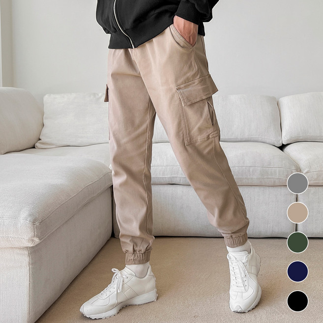 어나더디 남성용 스판 밴딩 카고 조거 팬츠