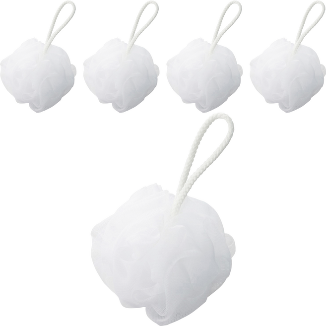 MUJI 無印良品 泡立網浴球 小, 白色, 1入, 5個