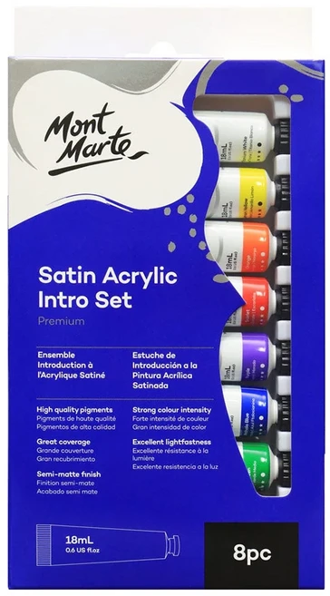 Mont Marte 蒙瑪特 霧面壓克力顏料套組 18ml, 8條