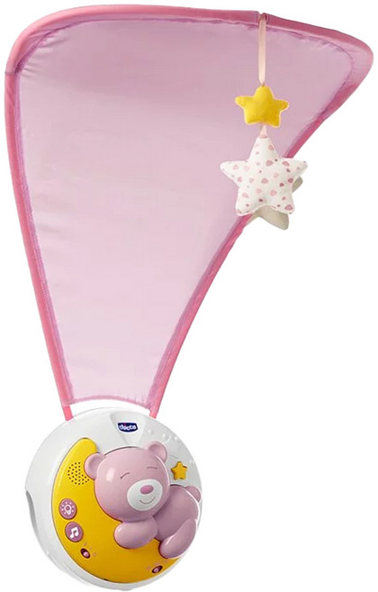 Chicco Next 2 Moon 月光熊音樂投影夜燈 可拆式造型星星吊飾 三種使用模式 0m+, 粉紅色, 1組