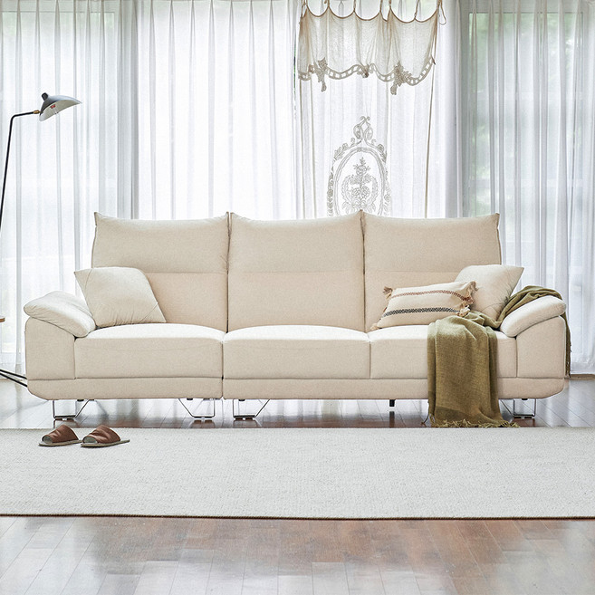 헬로까사 타이보 아쿠아텍스 패브릭 틸팅헤드 4인용 소파 방문설치, Ivory