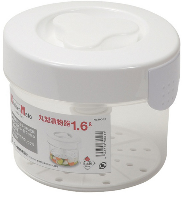 PEARL LIFE 珍珠金屬 Kitchen Mate系列 圓型醃菜容器 日本製 HC-28, 1.6L, 1個
