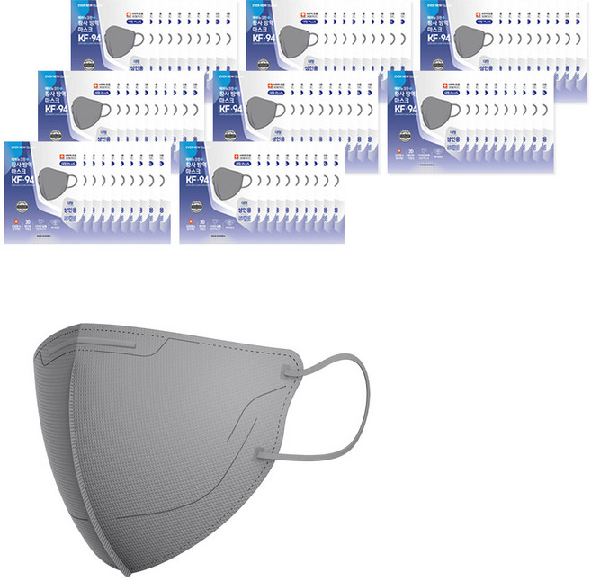 리벤스 에버뉴크린 새부리형 황사방역 마스크 대형 플러스 KF94, 5개입, 80개, 그레이