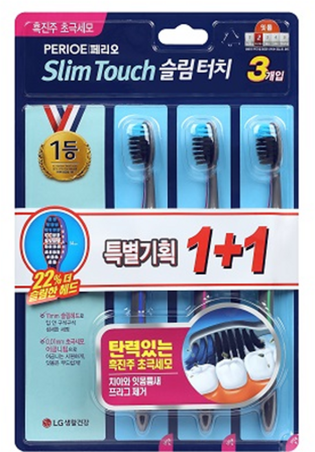 페리오 슬림터치 흑진주 초극세모 칫솔, 6개입, 1개