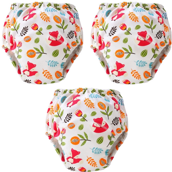 我家寶貝 6層紗寶寶學習褲 腰腿鬆緊帶設計 透氣吸水力強, 狐狸, 3件
