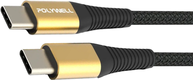 POLYWELL 寶利威爾 Type-C 5A高速充電線 PW15-W45-A304, 1m, 金色, 1條