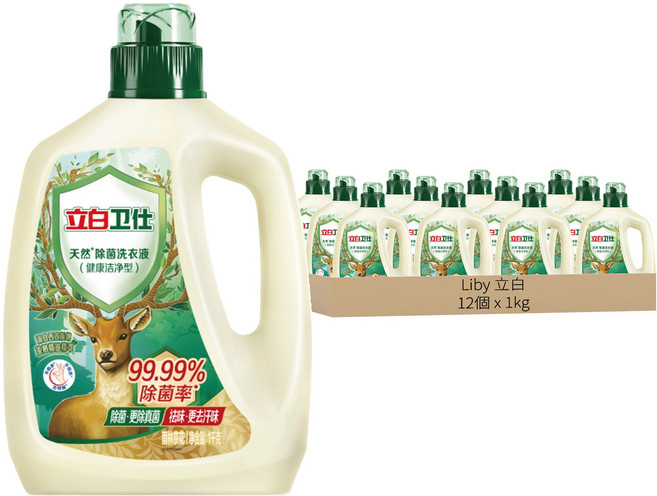 Liby 立白 衛仕天然除菌洗衣精 雨林茶花, 1kg, 12個