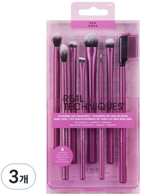 리얼테크닉스 에브리데이 아이 에센셜즈 메이크업 브러쉬 8종 세트, 혼합색상, 3개
