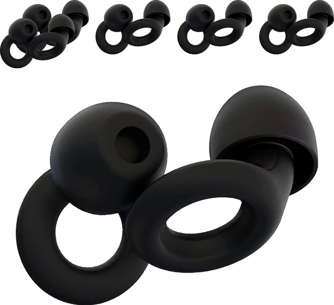 AHOYE 雙層超靜音環形耳塞/矽膠耳塞/隔音耳塞/睡眠耳塞/防噪音耳塞, 6雙, 2入