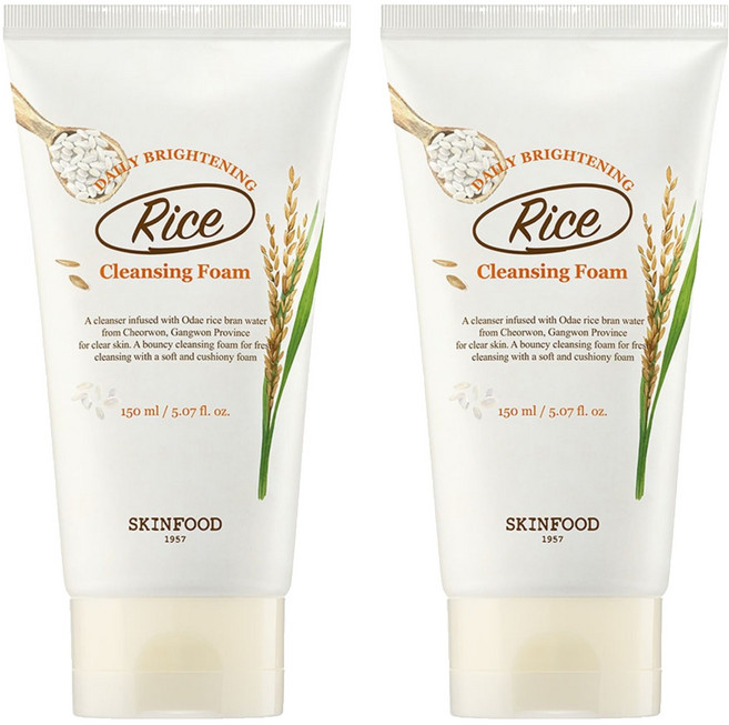 스킨푸드 라이스 데일리 브라이트닝 클렌징 폼, 150ml, 2개