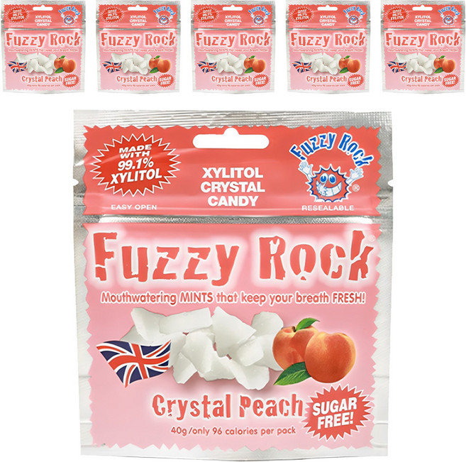 퍼지락 자일리톨 크리스탈 캔디 복숭아향, 40g, 6개