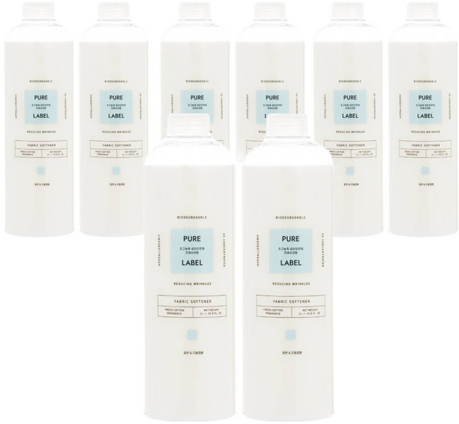 퓨어라벨 초고농축 섬유유연제 프레쉬코튼, 8개, 1L