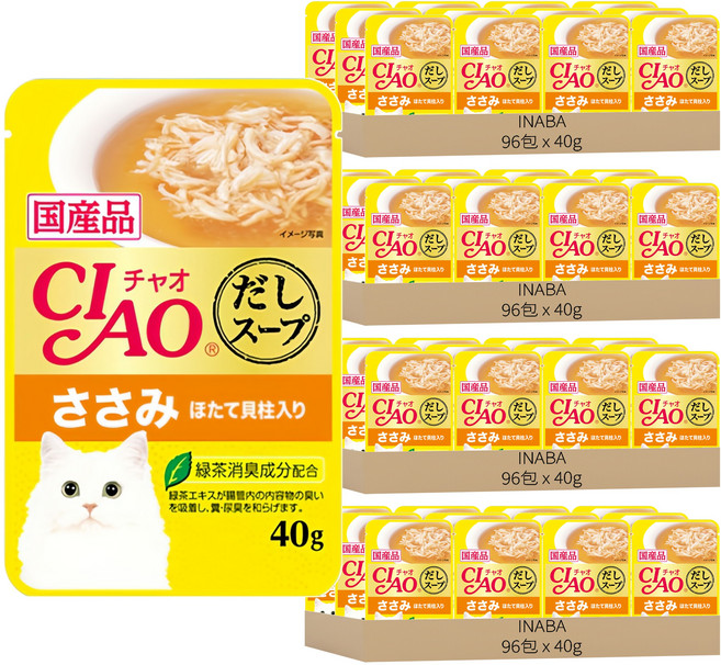 INABA CIAO 貓 餐包, 384包, 40g, 雞肉 + 干貝
