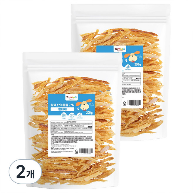 탐사 반려동물 간식 황태채 200g, 2개