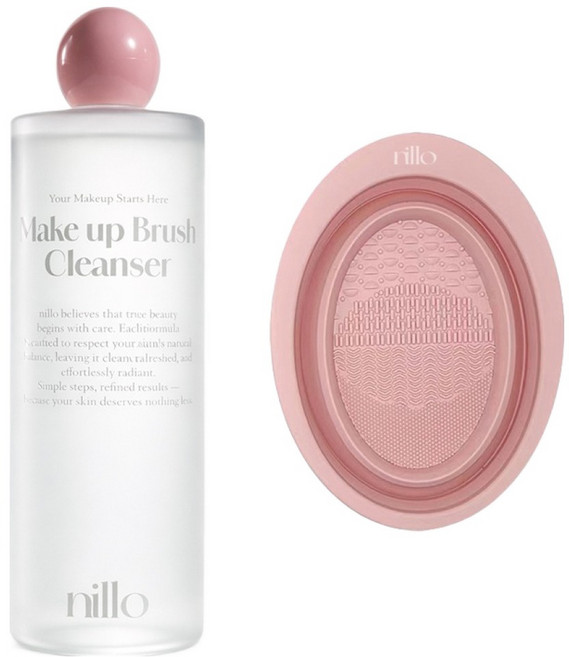 닐로 메이크업 브러쉬 클렌저 + 클렌징 패드 핑크, 500ml, 1개