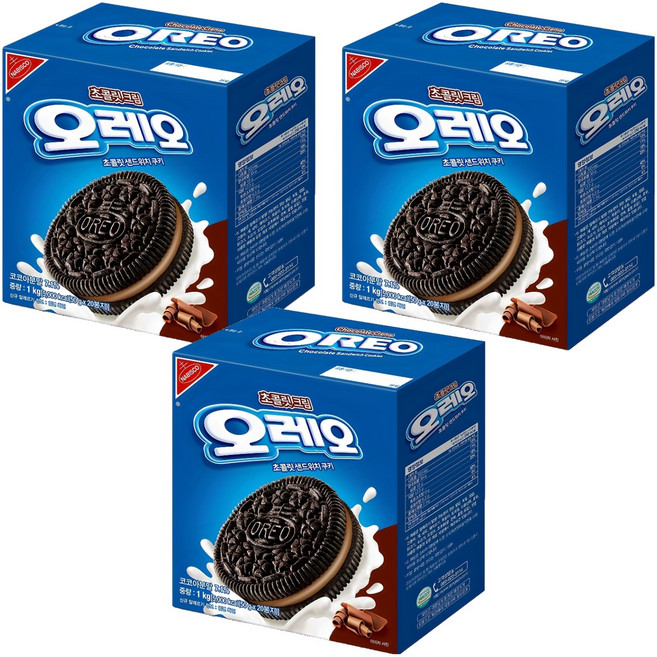 오레오 초콜릿 크림 초콜릿 샌드위치 쿠키, 1kg, 3개