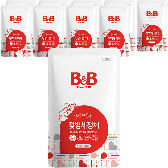 비앤비 젖병세정제 거품형 리필, 400ml, 10개