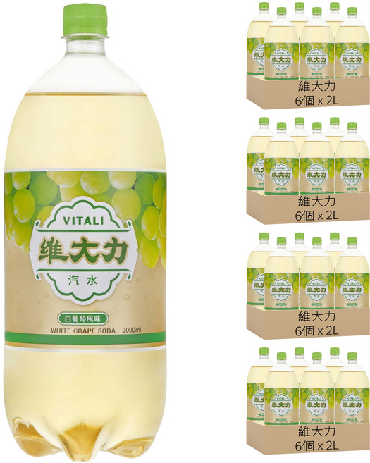 維大力 白葡萄風味汽水, 24個, 2L