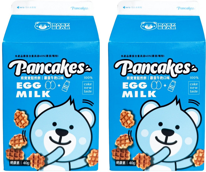 BABY BEAR 熊寶寶 鬆煎餅 雞蛋牛奶口味, 40g, 2個