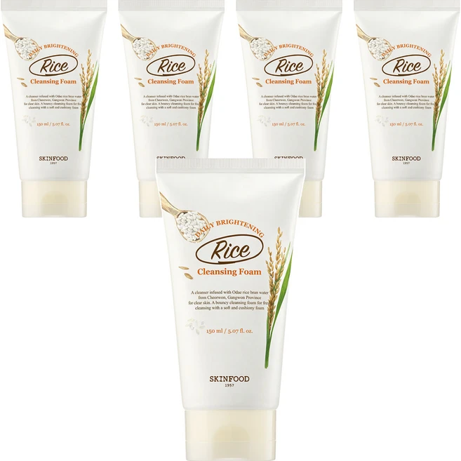 스킨푸드 라이스 데일리 브라이트닝 클렌징 폼, 150ml, 5개 - 쿠팡