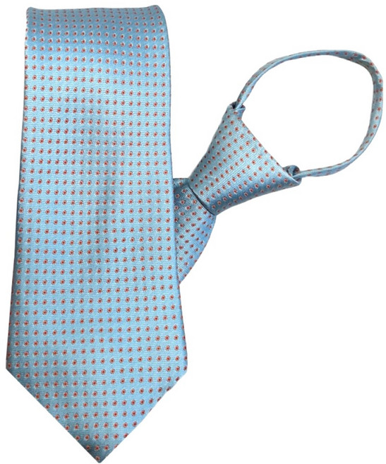 엘르 실크 자동 지퍼 새틴도트 넥타이