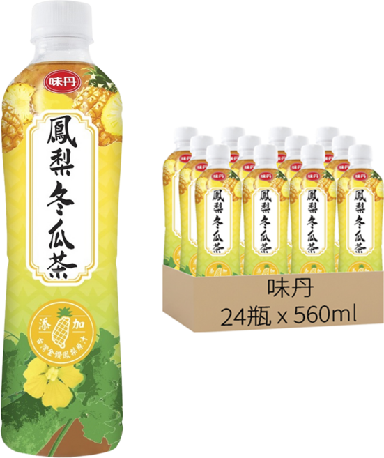味丹 心茶道 鳳梨冬瓜茶, 560ml, 24瓶