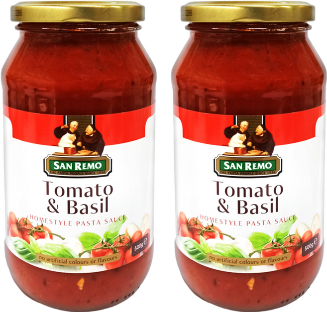 SAN REMO 頂級麵醬 蕃茄羅勒, 500g, 2罐