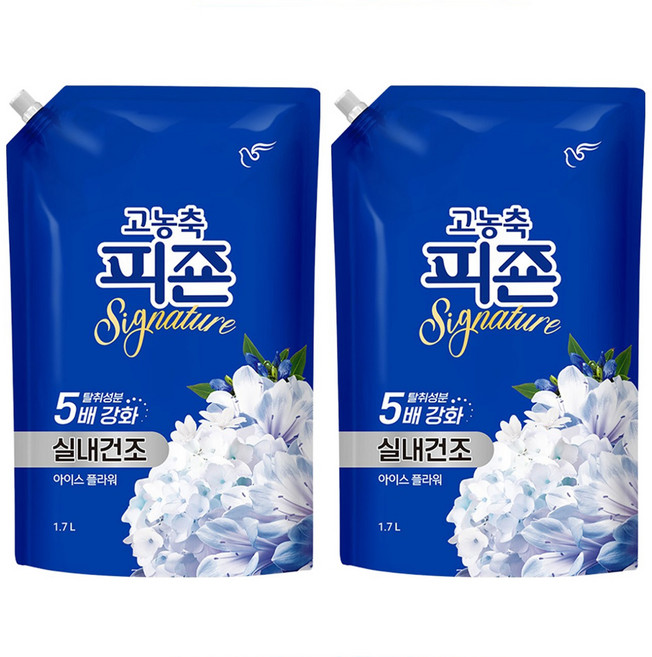 피죤 고농축 실내건조 시그니처 섬유유연제 아이스플라워 리필, 1.7L, 2개