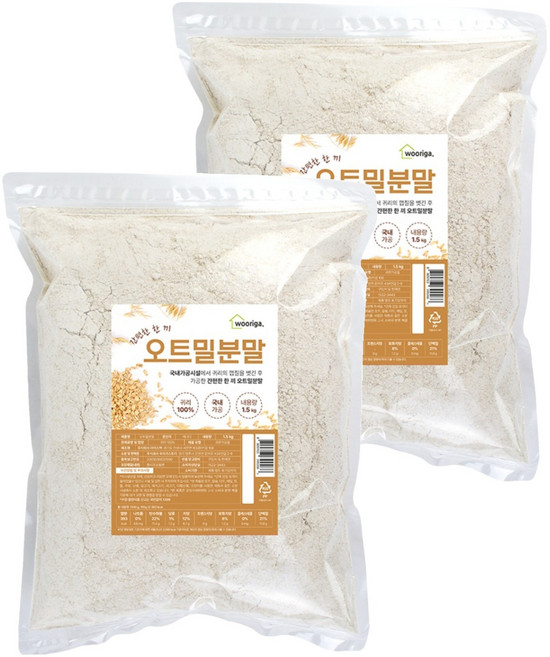 우리가스토리 압착 오트밀 분말, 1.5kg, 2개