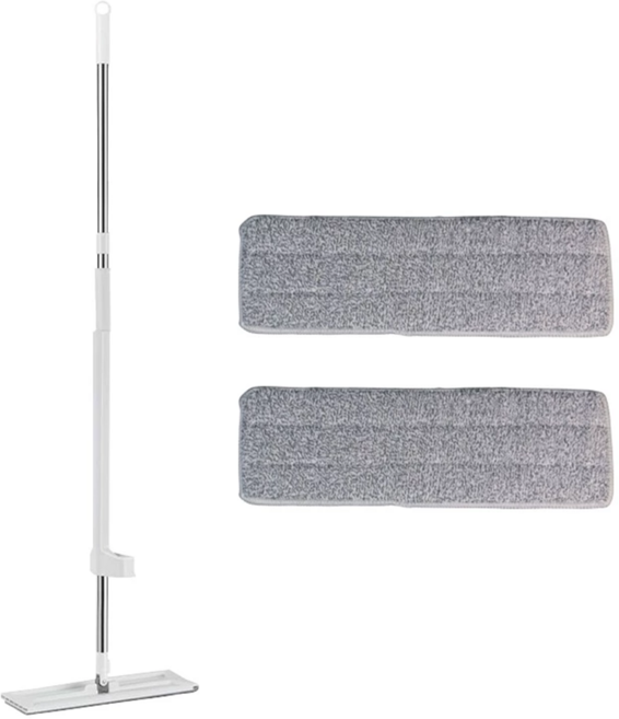 免手洗超細纖維平板拖把組 1桿2布, 1組