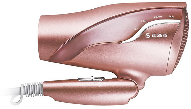 達新牌 光觸媒吹風機 FD-808 超水潤負離子 六段式雙開關 LED溫度顯示 專利光觸媒 銀離子抗菌 折疊式手柄, 玫瑰金