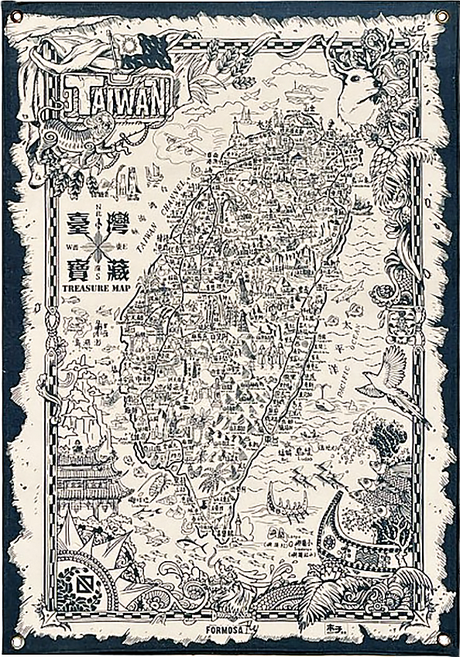 木子創意 台灣藏寶圖 厚帆布/金屬釦 台灣製造, 丈青色