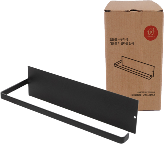 인블룸 부착식 다용도 키친타올 걸이, 블랙, 1개