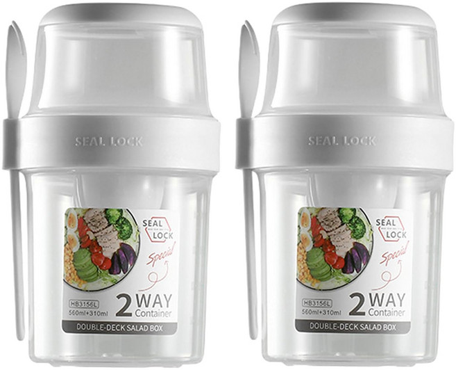 SEAL LOCK 大容量雙層保鮮杯/沙拉杯 白色, 2個