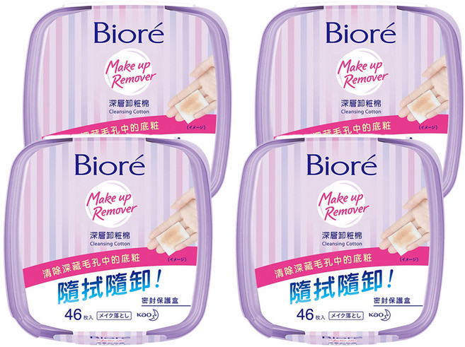 Biore 蜜妮 深層卸粧棉, 46片, 4盒